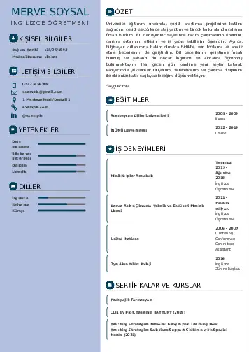 Yabancı Dil Öğretmeni Cv Örnekleri cv indir
